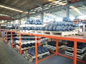warehouse of liebherr crane undercarriage parts